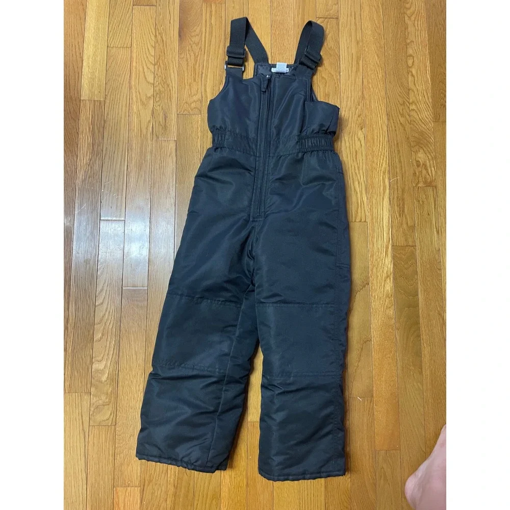 Falls Creek Kids Black Insulated Snow Bibs Overalls Size S 6/7 Winter Pants